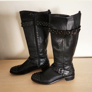 Black Leather Boots - Knee High